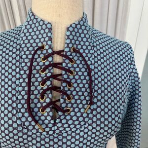 1970s Vintage Teena Paige Purple and teal  Lace-Up Dress with matching belt